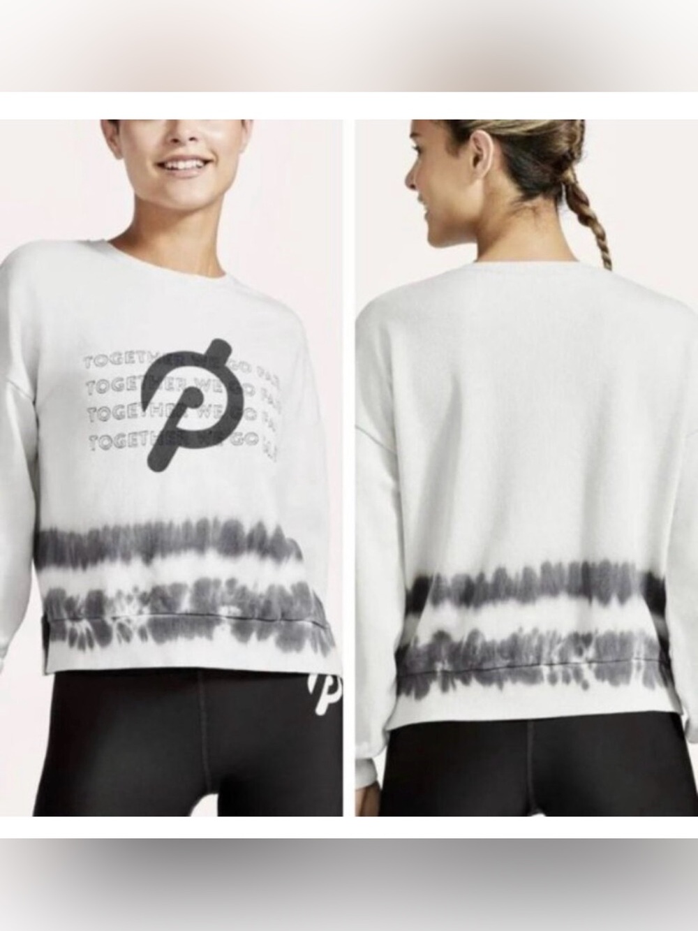 Peloton Women’s daydreamer White and Gray Tie-Dye Crewneck Sweatshirt nwt med